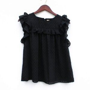 GAP Kids Black Swiss Dot Ruffle Blouse - Size XXL (14-16)
